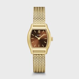 Tonnette Mini Watch Mesh, Brown, Gold Colour, Cluse