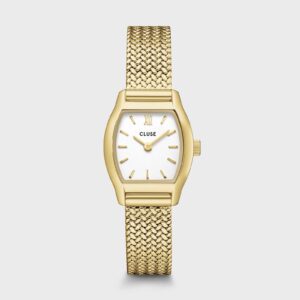 Tonnette Mini Watch Mesh, White, Gold Colour