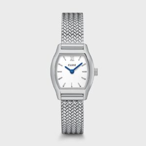 Tonnette Mini Watch Mesh, White, Silver Colour, Cluse