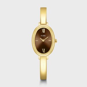 L'Ovale Watch Steel, Brown, Gold Colour, Cluse