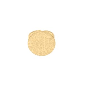 Bague ouverte acier doré, disque texturé Ø 21 mm, N°3