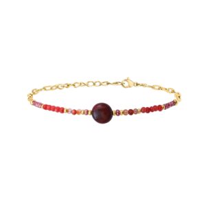 Bracelet acier doré, pierres naturelles, N°3