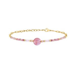 Bracelet acier doré et pierers naturelles, N°3