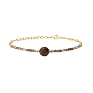 Bracelet acier doré, pierres naturelles, N°3