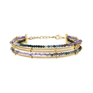 Bracelet acier doré et pierres naturelles, N°3