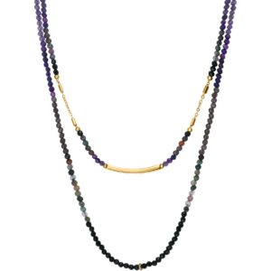 Collier acier doré et pierres naturelles, N°3
