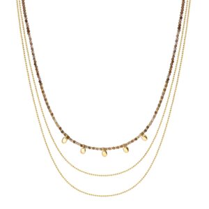 Collier acier doré et agates, N°3