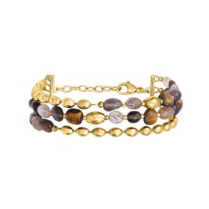 Bracelet acier doré 15 mm et pierres naturelles, N°3