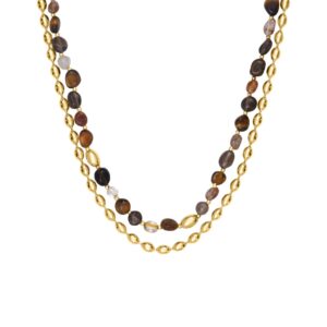 Collier acier doré et pierres naturelles, N°3