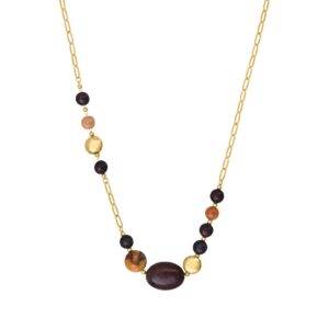 Collier acier doré et pierres naturelles, N°3