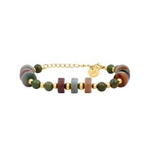 Bracelet acier doré, agates de couleur 8 mm, N°3