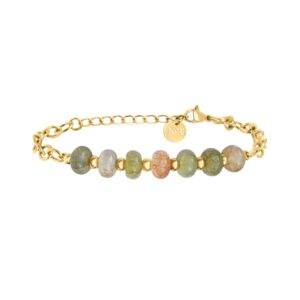 Bracelet acier doré et perles de verre Ø 8 mm, N°3