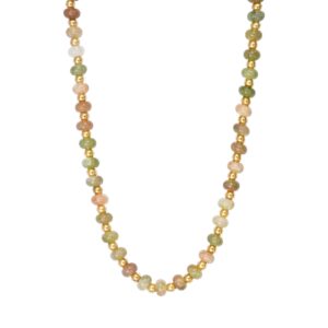 Collier acier doré et perles de verre Ø 8 mm, N°3