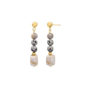 Boucles d'oreilles 48 mm, acier doré et éléments en résine, N°3