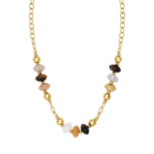 Collier acier doré et disques en pierre naturelle 10 mm, N°3