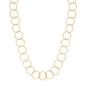 Collier acier doré, cercles facetés Ø 15 mm, N°3