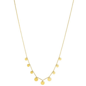 Collier acier doré, pampilles disques, N°3