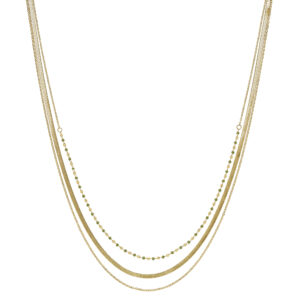 Collier multiple, acier doré, perles Miyuki vertes, N°3