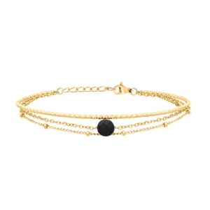 Bracelet acier doré, Agate noire, N°3