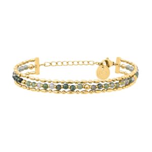 Bracelet multiliens, acier doré et pierres naturelles, N°3