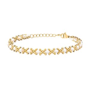 Bracelet acier doré 4 mm et perles d'eau douce, N°3