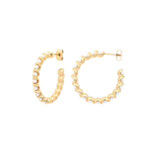 Boucles d'oreilles acier doré Ø 35 mm et perles de verre, N°3