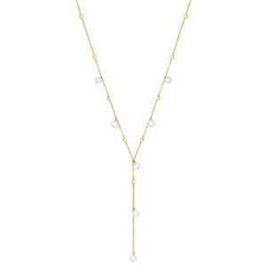 Collier cravatte, acier doré et perles de culture Ø 5/7 mm, N°3