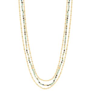 Collier 3 rangs, acier doré et pierres naturelles, N°3
