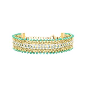 Bracelet multiliens, acier et pierres naturelles, N°3