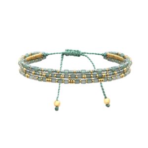 Bracelet coulissant, acier doré et pierres naturelles, N°3