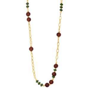 Sautoir 75 cm acier doré, perles Ø 10 mm en résine, N°3