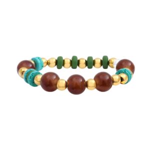 Bracelet élastique, acier doré et perles en résine, N°3