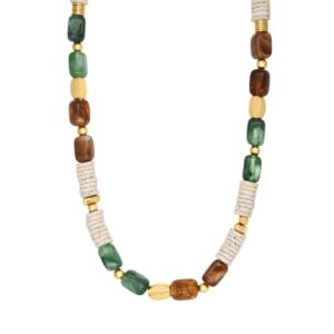Collier acier doré et perles en résine, N°3