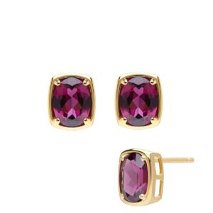 Boucles d'oreilles vermeil 9 x 7 mm, Rhodolite 8 x 6 mm