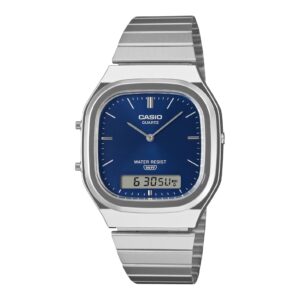 Montre mixte Vintage 35 mm, fond bleu, Casio