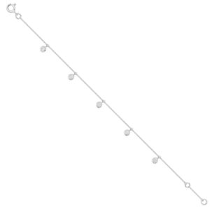 Bracelet or blanc, pampilles 5 diamants synthétiques, 0.50 carat