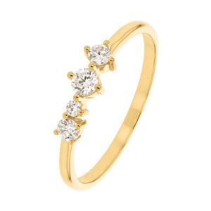 Bague or jaune, 4 diamants synthétiques F Vs, 0.24 carat, Diamlight
