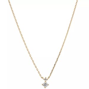 Collier or jaune, pendentif duo de diamants synthétiques F Vs 0.12 carat, Diamlight
