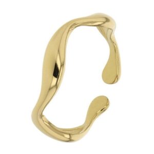 Bague ouverte acier doré, ondulée, Müse